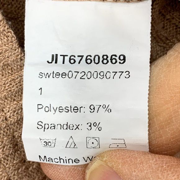 Shein Solid Rib Knit Crop Top Long Sleeve Tee Sz Small Tan Pouf sleeve 2719 - Picture 5 of 7